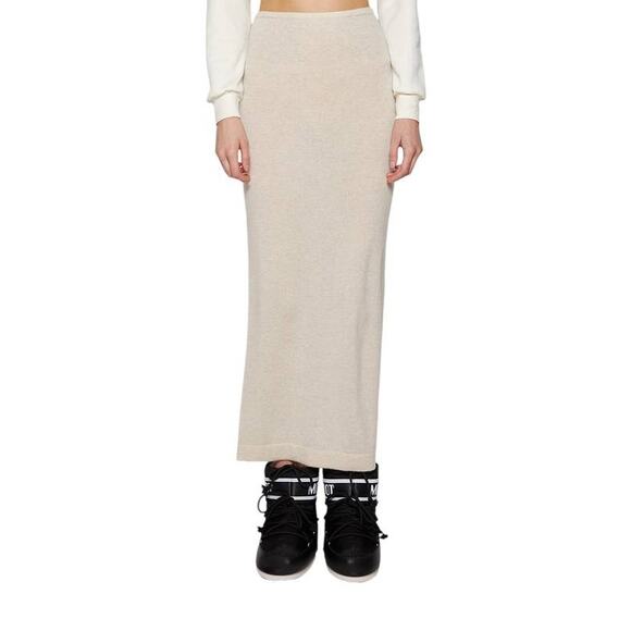 Eterne Emma Cashmere Maxi Slim Skirt in Oatmeal XS S - Picture 1 of 5